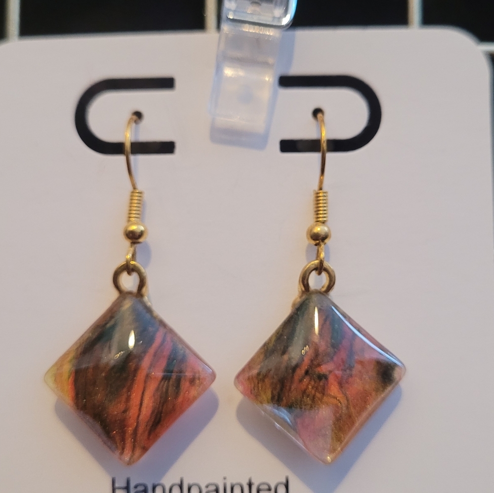 Handpainted glass earrings